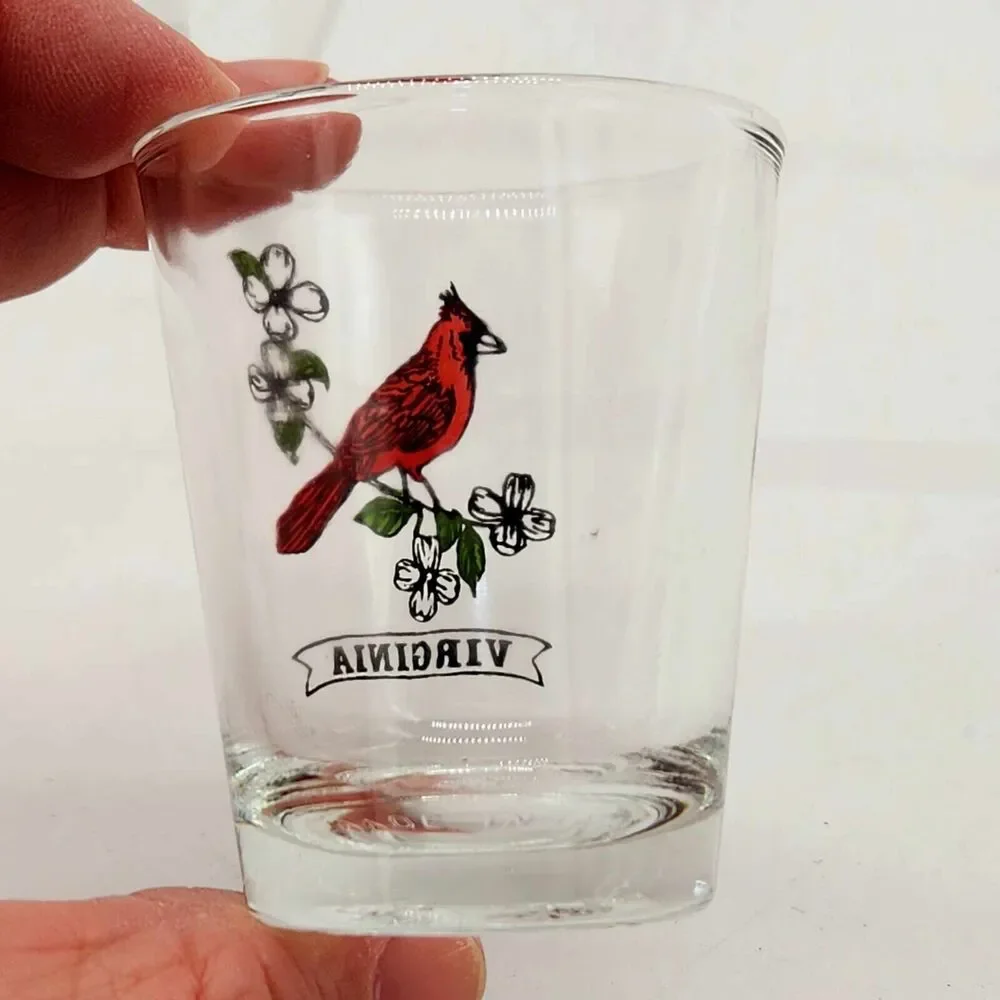 Virginia Red Cardinal on Branch Shot Glass Collectible Souvenir
